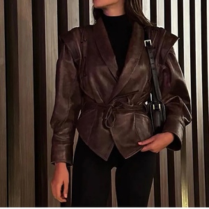 <span class=keywords><strong>Blazer</strong></span> da <span class=keywords><strong>Donna</strong></span> con Collo a Scialle Vintage Giacca Monopetto Cappotto in <span class=keywords><strong>Pelle</strong></span> con Cintura Sehe Fashionbisou - Product Image 4