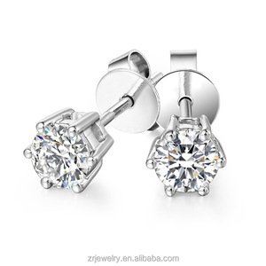 IGI chứng nhận 1 2 3 CT cvd phòng thí nghiệm phát triển tạo ra Kim Cương đinh tán 14k 18K rắn vàng 6 <span class=keywords><strong>prong</strong></span> kim cương Bông tai <span class=keywords><strong>Stud</strong></span> - Product Image 2