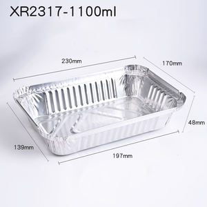 SXR2317-1100ml 핫 세일 일회용 직사각형 실버 알루미늄 호일 용기 테이크 아웃 또는 베이킹 종이 뚜껑 장착 - Product Image 6