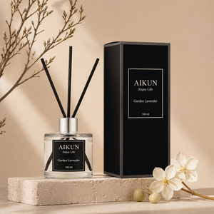 Aikun - Juego de Difusores de Aroma con Caja de Regalo Negra, 100 ml, Frasco Cuadrado de Vidrio, Logotipo Personalizado, Aroma Duradero, MOQ Bajo, Entrega Rápida, para Hotel - Product Image 1