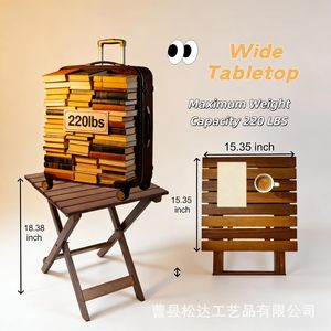 Solid <b>wood</b> side <b>table</b>, folding <b>table</b>, outdoor <b>table</b>, camping <b>table</b>, outdoor leisure picnic <b>table</b>, manufacturer wholesale, - Product Image 2