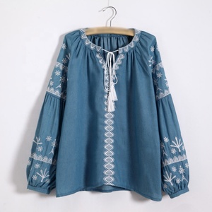 Blusas <span class=keywords><strong>de</strong></span> Algodón con Bordado <span class=keywords><strong>de</strong></span> <span class=keywords><strong>Flores</strong></span> Estilo Bohemio para Mujer - Product Image 1