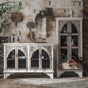 Aparador de madera tallada vintage A1593, mueble de almacenamiento para la sala de estar, decoración del hogar - Product Image 1