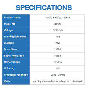 Sg41 12-36v 20w 20w קטן אודיו חיצוני אזעקת אור אזעקה אלקטרונית עם עדכון usb חומר פלסטיק עמיד קול - Product Image 4
