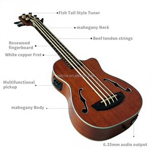 กีตาร์เบสอูคูเลเล่ GALYDA ขนาด 30 นิ้ว พร้อมตัวเครื่องทำจากไม้มะฮอกกานี พร้อม EQ มาพร้อมกระเป๋าหนา 10 มม. สายเชื่อมต่อเสียง ช่องเสียบเสียงขนาด 6.35 มม. - Product Image 4