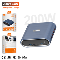 Chargeur GaN LDNIO Q19 200W Prix Usine 4USB-C+4USB-A Adaptateur de Chargeur de Bureau Large Plage de Tension Prises US UK EU Chargeur Multi-Appareils