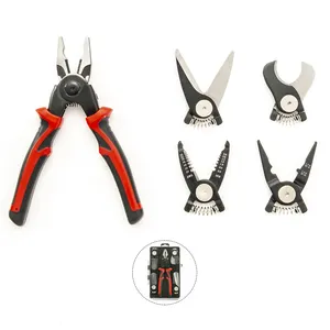 Multi Tool Linesman Plier Wire Stripper Crimper Cutter Tin Shear 5 In 1 Combination Interchangeable Plier Kit