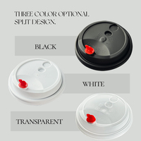 Couvercle jetable en PP de 90 mm pour gobelet, anti-fuite, moulé par injection, pour gobelet à thé au lait avec couvercle en forme de cœur rouge, pour boissons chaudes et froides à emporter