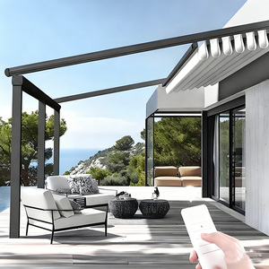 Toldo Bioclimático <span class=keywords><strong>de</strong></span> Aluminio con Puerta Corredera <span class=keywords><strong>de</strong></span> Vidrio, Techo Retráctil Motorizado, Impermeable, <span class=keywords><strong>para</strong></span> Terraza, Sala <span class=keywords><strong>de</strong></span> Estar, Balcón <span class=keywords><strong>de</strong></span> Lujo con Vista al Mar - Product Image 2