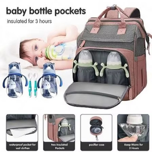 Muestra Gratis, Bolsa de Pañales Personalizada para Niños, Bolsa de Viaje de Poliéster de Alta Calidad para Mamá, Mochila Organizadora con USB e Impermeable - Product Image 4