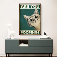 Affiche de salle de bain drôle, signe de salle de bain, impression sur toile, chat mignon, citation d'art pour peinture, image murale, décor de WC