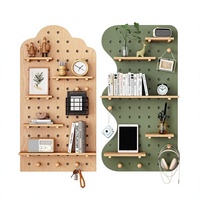 Organisateur mural en bois avec étagères et crochets pour chambre, bureau, crèche