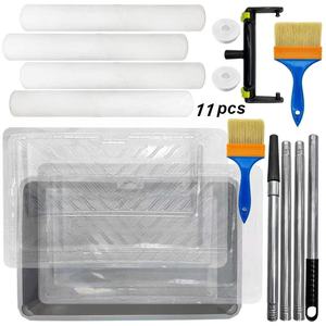 Ensemble de rouleaux à <span class=keywords><strong>peinture</strong></span> de 18 pouces, 11 pièces, avec perche télescopique de 5,2 pieds, <span class=keywords><strong>bac</strong></span> et pinceau pour la <span class=keywords><strong>peinture</strong></span> de grandes surfaces en hauteur - Product Image 1