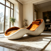 Chaise longue incurvée moderne de luxe, capitonnée en velours et lin, canapé inclinable de détente pour salon et hôtel