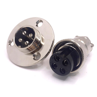 Connecteur mâle/femelle droit EnerGiz Electronics 16 mm en alliage de zinc noir Bakélite métallique aviation 4 broches GX16 à 3 trous avec bride
