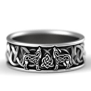 Go Party-anillo con diseño de flores y animales para hombre, sortija con personalidad, estilo Hip Hop, Punk, tótem, mitología nórdica, vikinga, lobo <span class=keywords><strong>gigante</strong></span>, gran oferta - Product Image 4