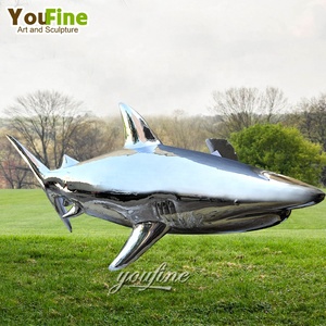 Открытый декор из нержавеющей стали акула скульптура для продажи - Product Image 1