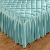 Parure de lit 3 pièces matelassée et épaissie de luxe haut de gamme en polyester/coton, style princesse, brodée, avec dentelle coréenne