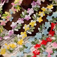 Bordure en dentelle brodée DIY, dégradé coloré, dentelle soluble dans l'eau, accessoires pour colliers, garnitures en fleurs de prunier