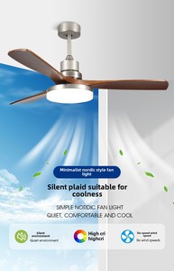 <span class=keywords><strong>Ventilador</strong></span> de <span class=keywords><strong>techo</strong></span> LED con Control remoto de 52 pulgadas nórdico moderno, 3 aspas de madera maciza, Motor Bldc con luz para sala de estar - Product Image 6