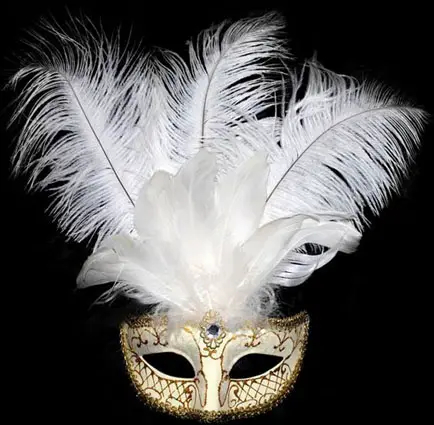 Eccellente qualità bella maschera da festa più economica cocktail maschera di piume di struzzo bianco