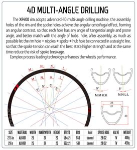 Koozer XR400 de vélo En alliage D'aluminium <span class=keywords><strong>jantes</strong></span> vide roue de vélo de montagne <span class=keywords><strong>vtt</strong></span> 26/27.5 <span class=keywords><strong>pouces</strong></span> 24/28/32H jante de roue de bicyclette - Product Image 2