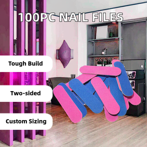 100 limas de uñas de doble cara con patrón recto, herramienta de manicura y pedicura de papel de lija para arte de uñas, hechas de esponja - Product Image 2