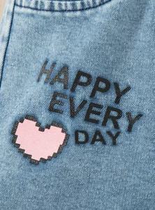 卸売幼児女児服セットノースリーブフリルシャツ+レタープリントデニムジーンズパンツ2点セット服セット - Product Image 3