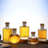 Vente en gros de bouteilles en verre transparent pour liqueur, vin, whisky, vodka, gin, brandy, tequila, spiritueux, avec bouchon en liège, 50 ml, 100 ml, 150 ml, 200 ml, 250 ml