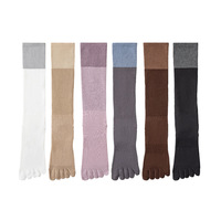 Chaussettes Yoga Pilates en coton de haute qualité avec tache antidérapante Chaussettes longues à 5 doigts