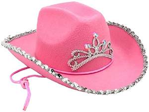 <span class=keywords><strong>Sombrero</strong></span> de <span class=keywords><strong>vaquero</strong></span> con corona de Tiara para mujer, <span class=keywords><strong>sombrero</strong></span> de <span class=keywords><strong>vaquero</strong></span> con luces parpadeantes de <span class=keywords><strong>princesa</strong></span> rosa de fieltro negro y rosa para fiesta de carnaval, para fiesta de la Semana de la semana, para mujer - Product Image 4