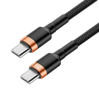Kabel Pengisian Cepat 100W Type-C ke Type-C 1/2/3M 5A PD Kabel Data Berlapis Nilon dengan Cincin Paduan Aluminium untuk Ponsel Laptop