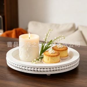 Retro round <b>dinner</b> <b>tray</b>, scented candle <b>tray</b>, wooden bead <b>tray</b>, storage rack, home decor, dessert <b>tray</b> - Product Image 2