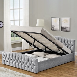 Willsoon hiện đại đôi vải lanh giường với khí nâng lưu trữ mềm Ottoman bọc với mềm bảng điều khiển phong cách - Product Image 3