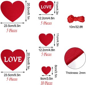 ทำด้วยมือรู้สึกหัวใจสำหรับตกแต่งต้นคริสต์มาส - Product Image 3