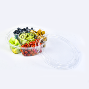 Custom 5 Compartment Round Clear Plastic Cut Fruit Punnet Berry Container <strong>Tray</strong> with Lid Pet Fruit Salad Packaging Container - Product Image 3