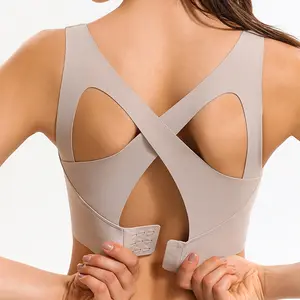 Soutien-gorge de sport ajustable pour femme, coupe Laser, croisé au dos, Logo personnalisé, pour fille Active