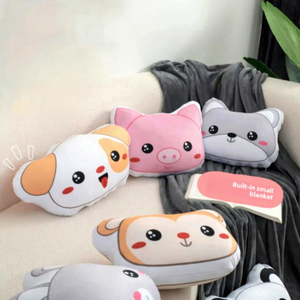 Adorabile Cuscino Coperta 2-in-1 a Forma <span class=keywords><strong>di</strong></span> Animale Cartoonesco, Morbido Peluche Multifunzionale per Divano, <span class=keywords><strong>Letto</strong></span>, Auto, Ufficio - Product Image 4