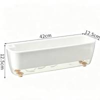 Pot de fleurs rectangulaire transparent moderne en plastique durable, auto-arrosant et absorbant l'eau, idéal pour balcon