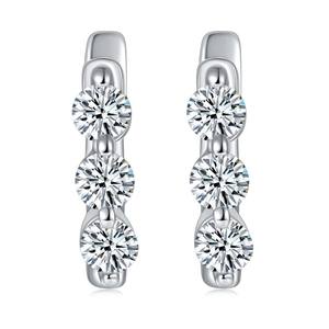 Pendientes de Oro Blanco para Mujer con Moissanita de 3mm-4mm y Acabado Plateado - Product Image 2