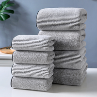 Ensemble de serviettes de bain en fibre de charbon de bambou avec logo personnalisé, antibactérien, super absorbant, doux, séchage rapide, serviette pour le visage, OEM ODM, vente en gros