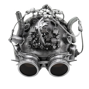 Hochwertige Steampunk Cyberpunk Style Voll gesichts roboter Gasmaske Spike für Halloween mit Brillen partys Horror Theme Kostüme - Product Image 3
