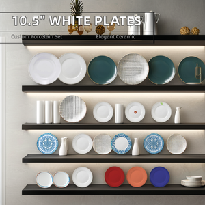 Plato de cerámica blanco grande 10,5 moderno, compra sostenible a granel <span class=keywords><strong>para</strong></span> uso en restaurante <span class=keywords><strong>para</strong></span> servir comida - Product Image 5