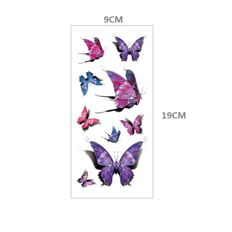 사용자 정의 3d 장미 꽃 나비 방수 임시 문신 스티커 여성 임시 아이 소녀