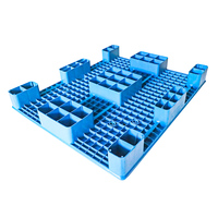 Palette en plastique à neuf pattes en HDPE, format standard, à grille, pour chariot élévateur quatre voies, empilable, pour entrepôt et logistique, renforcée en acier, haute résistance