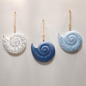 Décorations murales suspendues en bois de style méditerranéen vintage, double face, en forme de poisson, d'étoile de <span class=keywords><strong>mer</strong></span> et de coquillage, style marin - Product Image 4