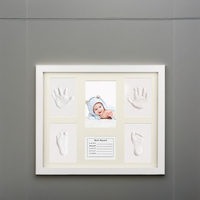 Bingkai Foto Kayu Custom Kit Kenang-kenangan Bayi 12 Bulan Bantalan Tinta Sentuhan Bersih Cetakan Tangan dan Kaki Bayi Baru Lahir Logo Kustom Desain Modern