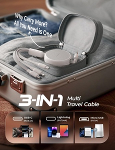 <span class=keywords><strong>สาย</strong></span>ชาร์จเร็วแบบพับเก็บได้ LISEN 3 in 1 หลายพอร์ต USB สำหรับ iPhone 16 15 14 <span class=keywords><strong>Pro</strong></span> Max Samsung S25 Android Pixel - Product Image 2