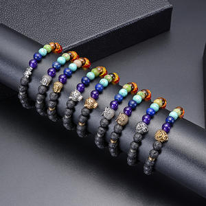 Venta caliente siete venas piedra Natural para pulsera piedra volcánica de Lava con cabeza de Buda leopardo León búho cuentas Animal de moda - Product Image 3