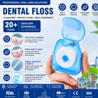 Fil dentaire en polyester de 50 m en gros pour l'hygiène bucco-dentaire, fil de nettoyage des dents de 50 mètres en emballage blister pour marque privée